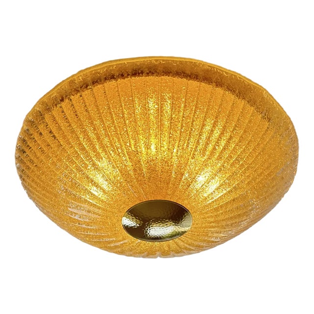 Venetian Lens Amber Graniglia Murano Glass Flush Mount by Simoeng for Simoeng For Sale