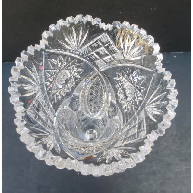 American Brillant Cut Trumpet Vase Circa 1930s For Sale - Image 9 of 10