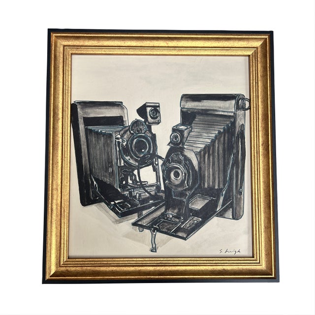 Contemporary Original Still Life Painting by Stephen Heigh “Vintage Cameras” For Sale