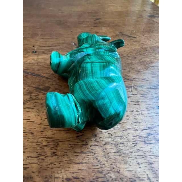 Malachite rhinoceros figurine