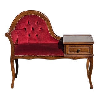 French Telephone Bench in Red, 1970s For Sale