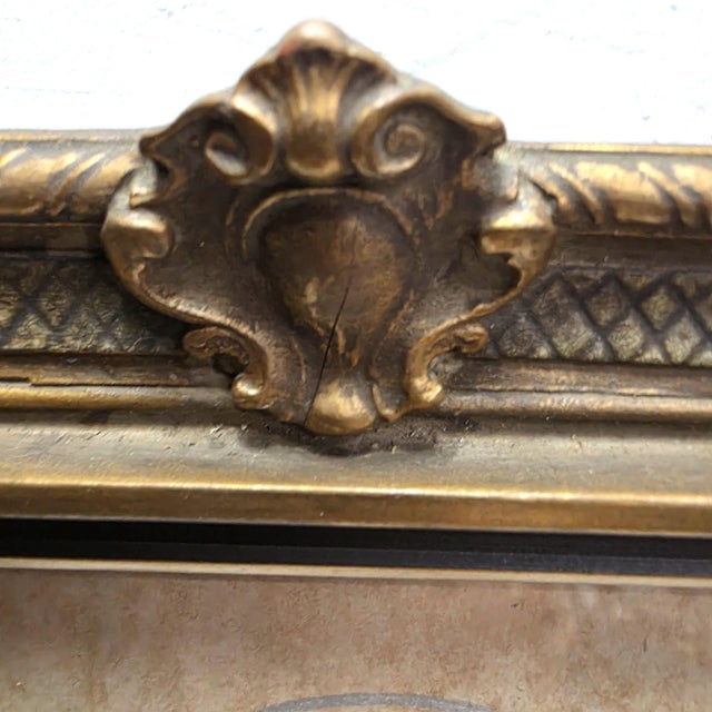 1930s Art Deco Wood Picture Frame, Gold Polychrome Floral Crest, 8x10 For Sale - Image 4 of 14