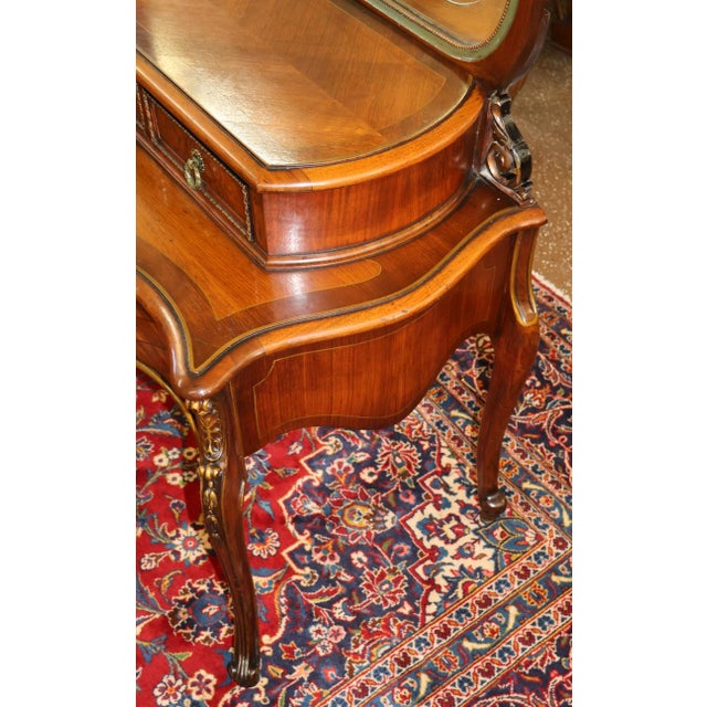 French Louis XV Style Walnut Inlaid Acid Etched Vanity Circa 1920's For Sale - Image 16 of 16