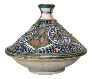 Moroccan Ceramic Polychrome Bowl/Tajine with Lid