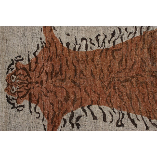 Indian Rug & Kilim Tiger Skin Style Rug in Orange, Gray Pictorial, 4x6 For Sale - Image 3 of 6