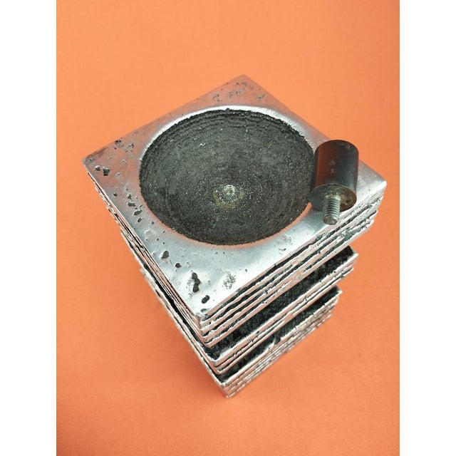 Brutalist Aluminum Candlestick, 1970 For Sale - Image 9 of 13