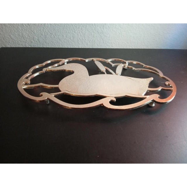 Contemporary 1980s Solid Brass Duck Figurine Table Trivet For Sale - Image 3 of 6