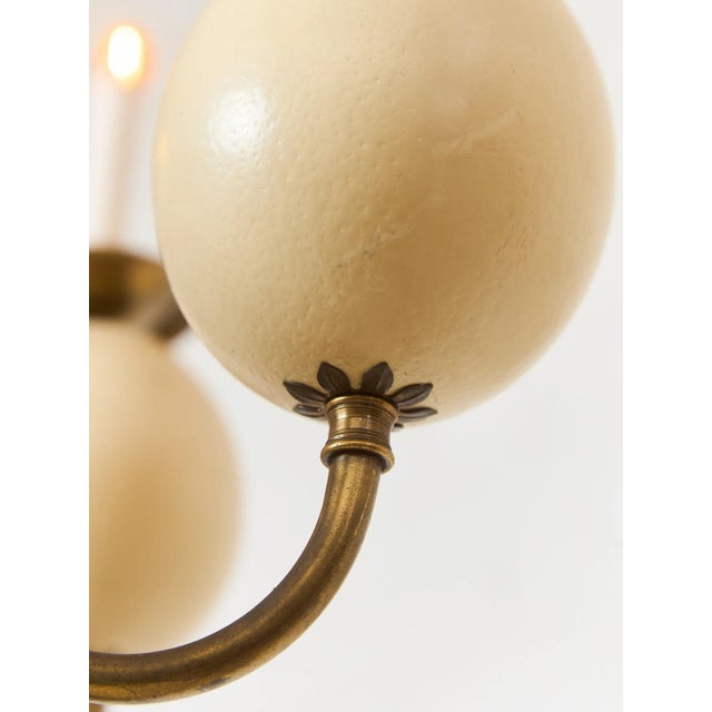 Mid 20th Century Vintage Queen Anne Brass and Faux Ostrich Egg Chandelier For Sale - Image 5 of 5