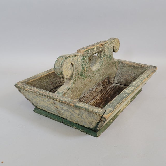 Wood Early 19th Century Paint-Decorated Pine Utensil Carrier Tray For Sale - Image 7 of 9