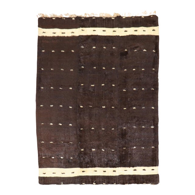 Antique Black Turkish Mohair Rug - 4'7" x 5'9" For Sale