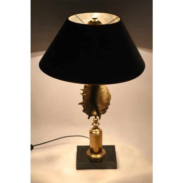 Hollywood Regency Shell-Shaped Table Lamp from Maison Charles, Paris, 1970s For Sale - Image 6 of 16