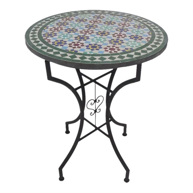 Round Multicolor Mosaic Table Moroccan Decor Art For Sale