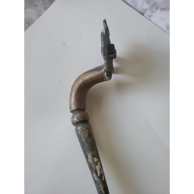 Metal Antique Rustic Cast Iron Door Handle With Ornate Design For Sale - Image 7 of 11