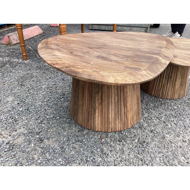 Tan Contemporary Mango Wood Coffee Tables For Sale - Image 8 of 11
