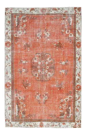 Vintage Turkish Oushak Handmade Wool Cotton Red Area Rug