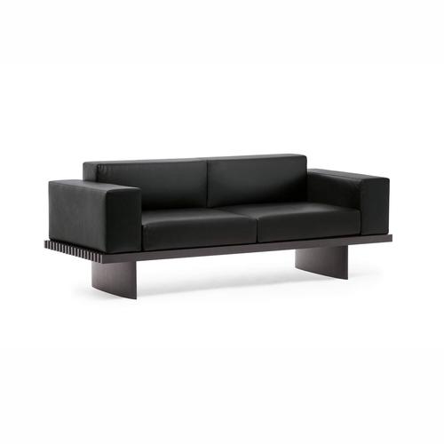 Refolo Modular Sofa in Wood and Black Leather by Charlotte Perriand for Cassina For Sale - Image 3 of 14