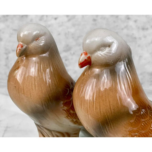 Vintage Traditional Porcelain Homing Pigeon Bird Sculpture - a Pair For Sale - Image 6 of 8