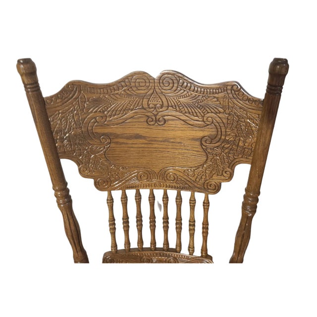 1990s Vintage Cal Oak, Inc. Solid Oak Dining Table and Four A-America Chairs. Total Suite of 5. For Sale - Image 9 of 13