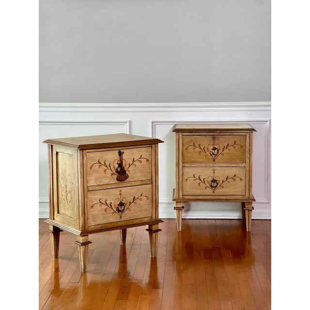 1920s Pair of Italian Neoclassical Style Paint Decorated Nightstands For Sale - Image 18 of 18
