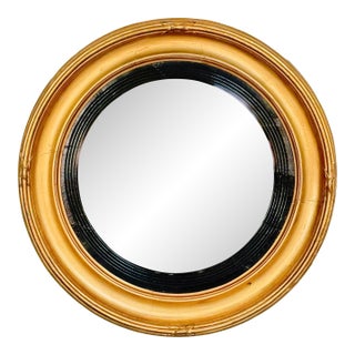 English Gilt Framed Convex Mirror From the Regency Era (Dia 18 1/4) For Sale