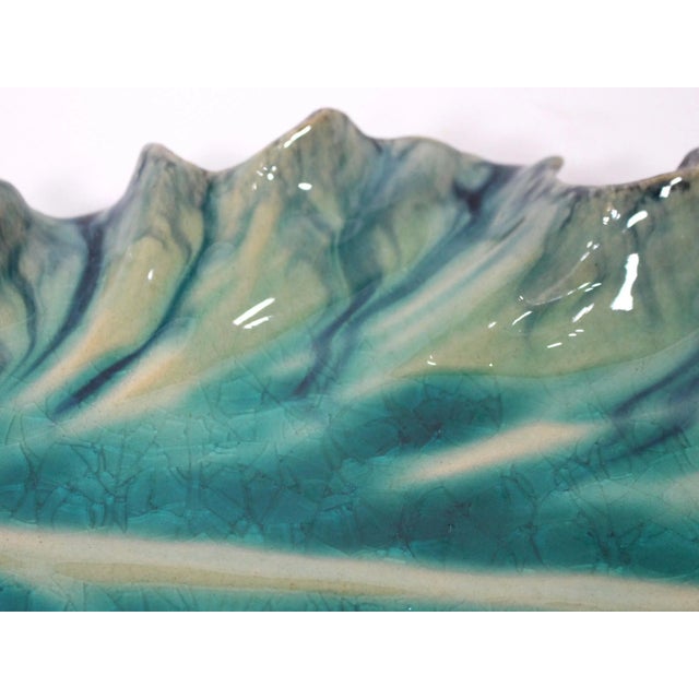 Contemporary Majolica Platter in Aquamarine by Jardins en Fleur For Sale - Image 3 of 12