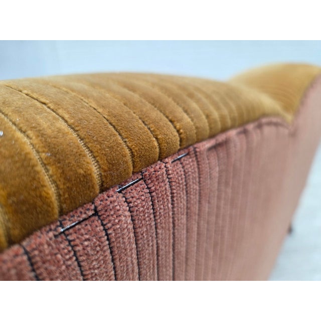Brown Danish Beech Three-Seater Sofa with Corduroy Upholstery, 1950s For Sale - Image 8 of 18