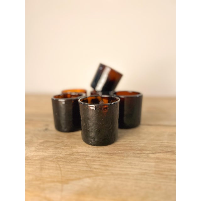 Glass Late 19th Century Amber Drinking Glasses Set of 6 For Sale - Image 7 of 7