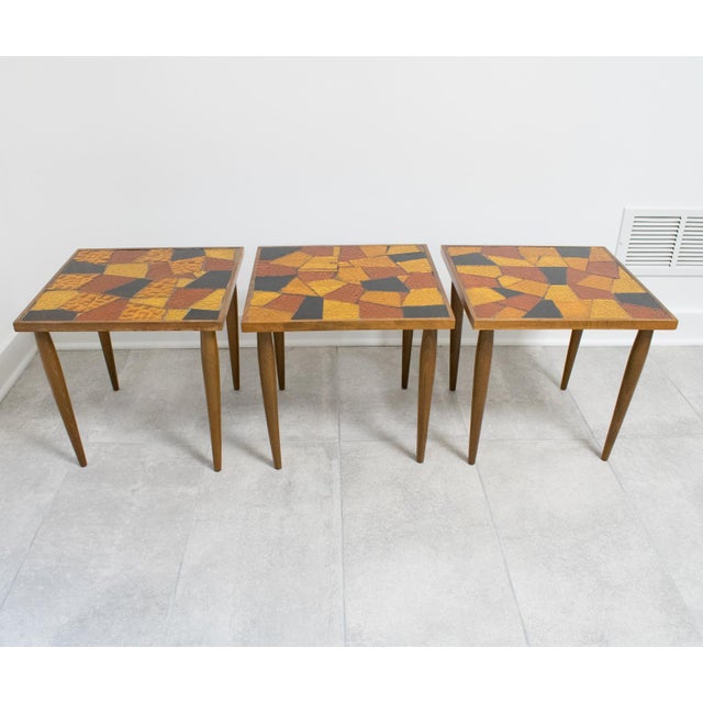 G. Briard Mid-Century Modern Georges Briard Mosaic Glass and Wood Side Tables, 3 Pieces For Sale - Image 4 of 18