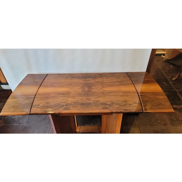 Art Deco Art Deco Harry Lebus Dining Room Table Burl Walnut Stunning Opens to 66 For Sale - Image 3 of 9