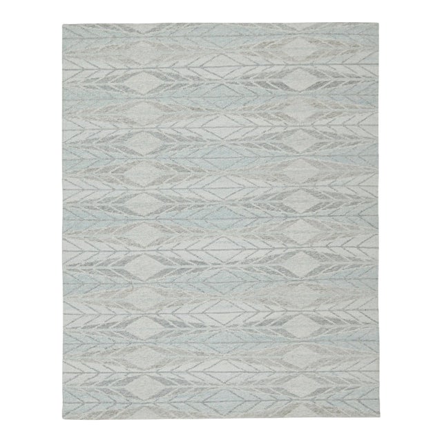 Rug & Kilim’s Scandinavian Outdoor Rug in Blue & Gray Geometric Pattern - 8'x8' For Sale