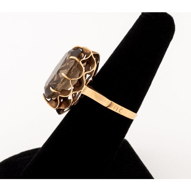 Victorian Yellow Gold and Smokey Quartz Solitaire Ring For Sale - Image 3 of 7
