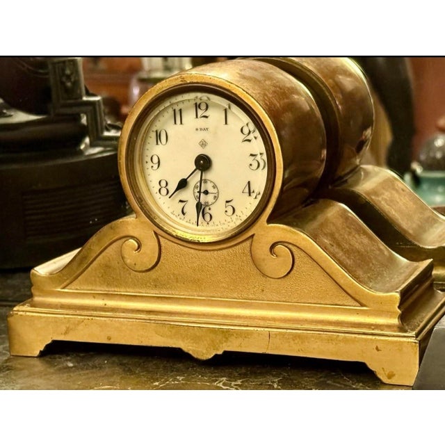 Brass Antique Ansonia Miniature Desk Clock For Sale - Image 8 of 11