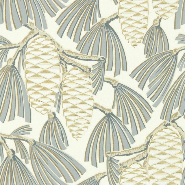 Harlequin Foxley Wallpaper in Platinum/Gold For Sale