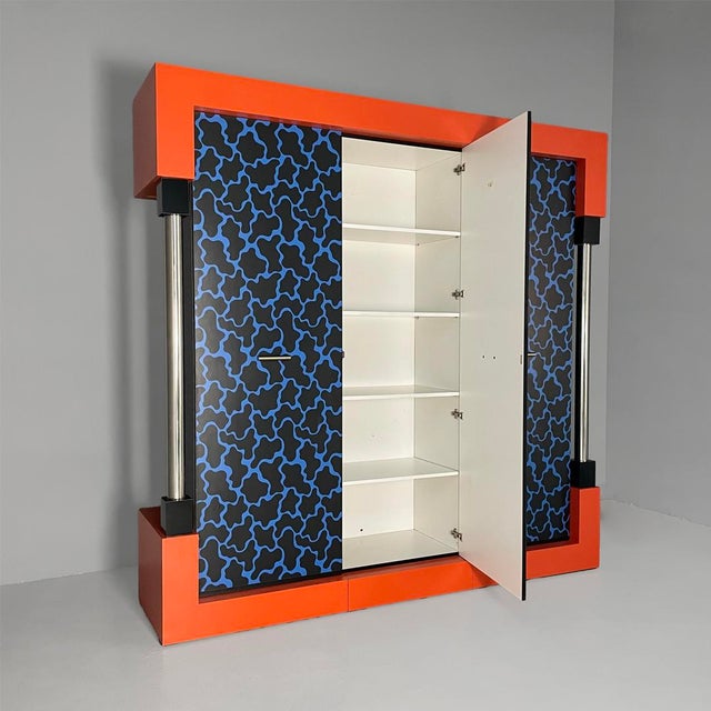 Metal Italian Modern Wardrobe in Wood and Formica for Design Gallery Milano, 1980s For Sale - Image 7 of 18