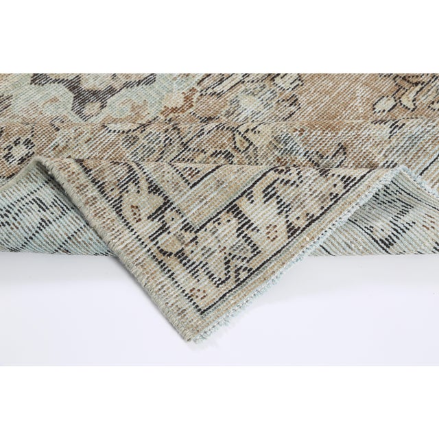 Beige Vintage Tribal Medallion Rug in Muted Blues and Beiges – Handwoven Elegance With Architectural Symmetry - 4' 6'' X 6' 4'' For Sale - Image 8 of 12
