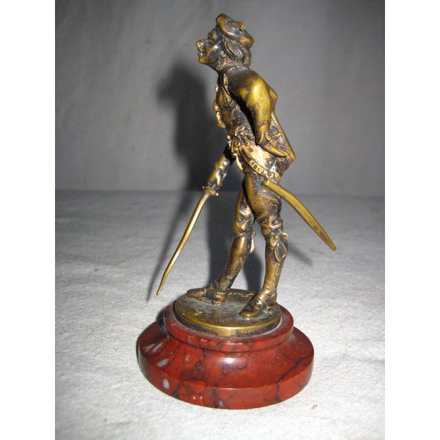 Bronze Pair of French Bronze Statue of Musketeer Signed Emile Guillemin 19 Century For Sale - Image 8 of 12