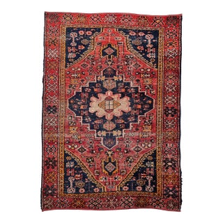 Antique Persian Malayer Area Rug, Hand-Knotted Wool, Red & Blue, 1900s For Sale