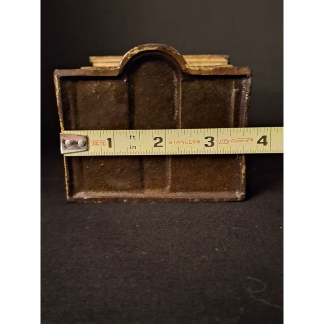 Antique Cast Iron Roof Bank J&e Stevens Architectural Building Still Coin Savings Bank Gold Paint C. 1890 For Sale - Image 14 of 18