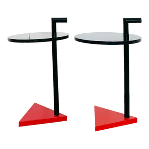 Postmodern Memphis Style 1980s Pair of End Tables, Side Tables -- 2 Pcs