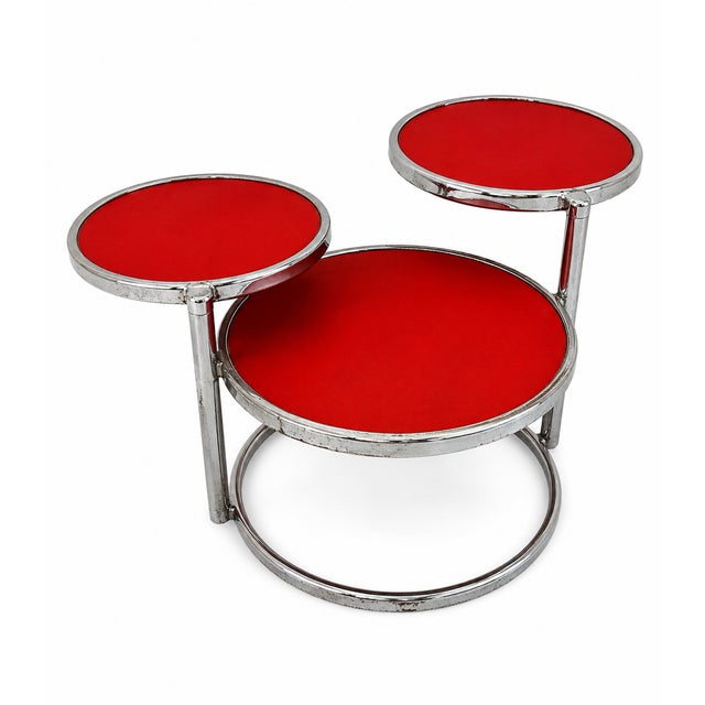 Red Coffee Table with Glass Tops and Chromed Steel Frame, 1970s For Sale - Image 11 of 11