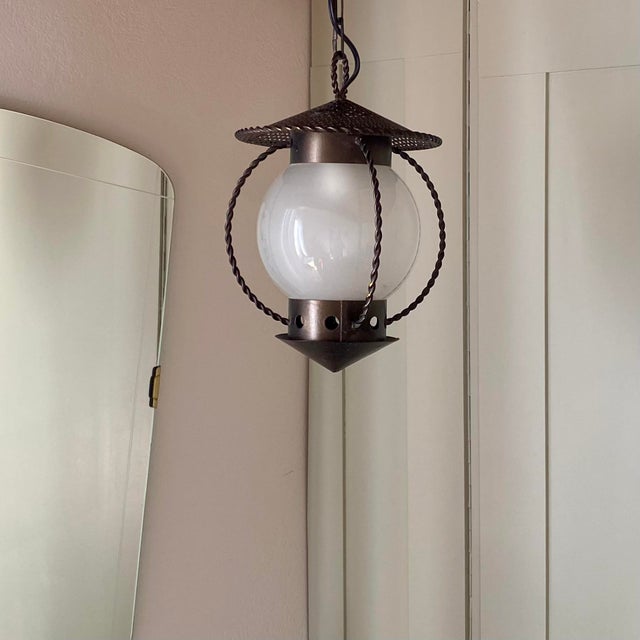 Perforated Metal Pendant Light in the style of Mathieu Matégot, 1950s For Sale - Image 12 of 12