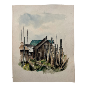 Henry Emil Salloch Original Watercolor on Paper Les Islets, 1957.