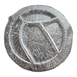 Vintage Hadeland Glassverk Furu Divided Serving Platter 12.5" Textured Severin Brørby For Sale