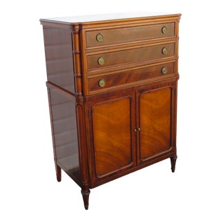 Mahogany Carved Tall Chest of Drawers For Sale