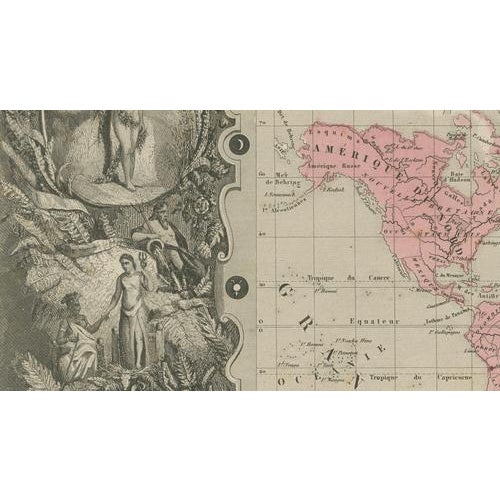 Antique Planisphere World Map, 1845 For Sale - Image 6 of 16