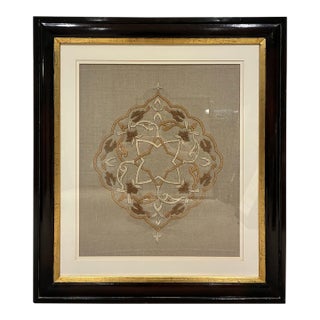Trowbridge Gold & Silver Metallic Embroidered Linen Floral Medallion, 2006 For Sale