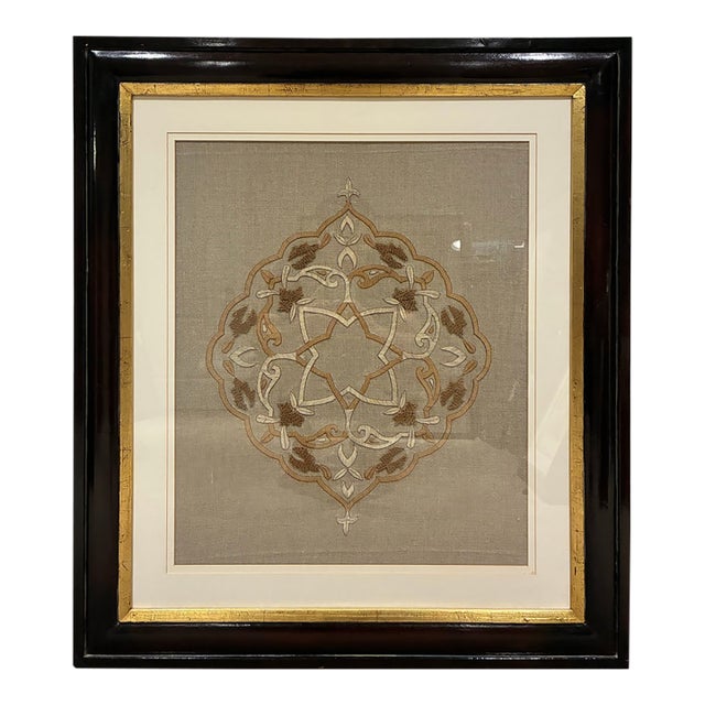 Trowbridge Gold & Silver Metallic Embroidered Linen Floral Medallion, 2006 For Sale
