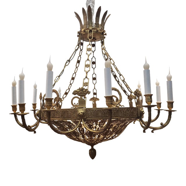 Late 19th Century Gilt Bronze Traditional Russian Chandelier For Sale