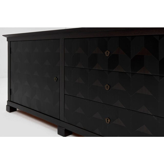 Wood Brutalist Dark Oak Craftsmanship Sideboard with Brass Accents, Germany, 1960s For Sale - Image 7 of 16