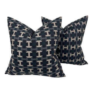 Custom Hermès "Pavage Imprimé" Geometric Accent Pillows - A Pair For Sale